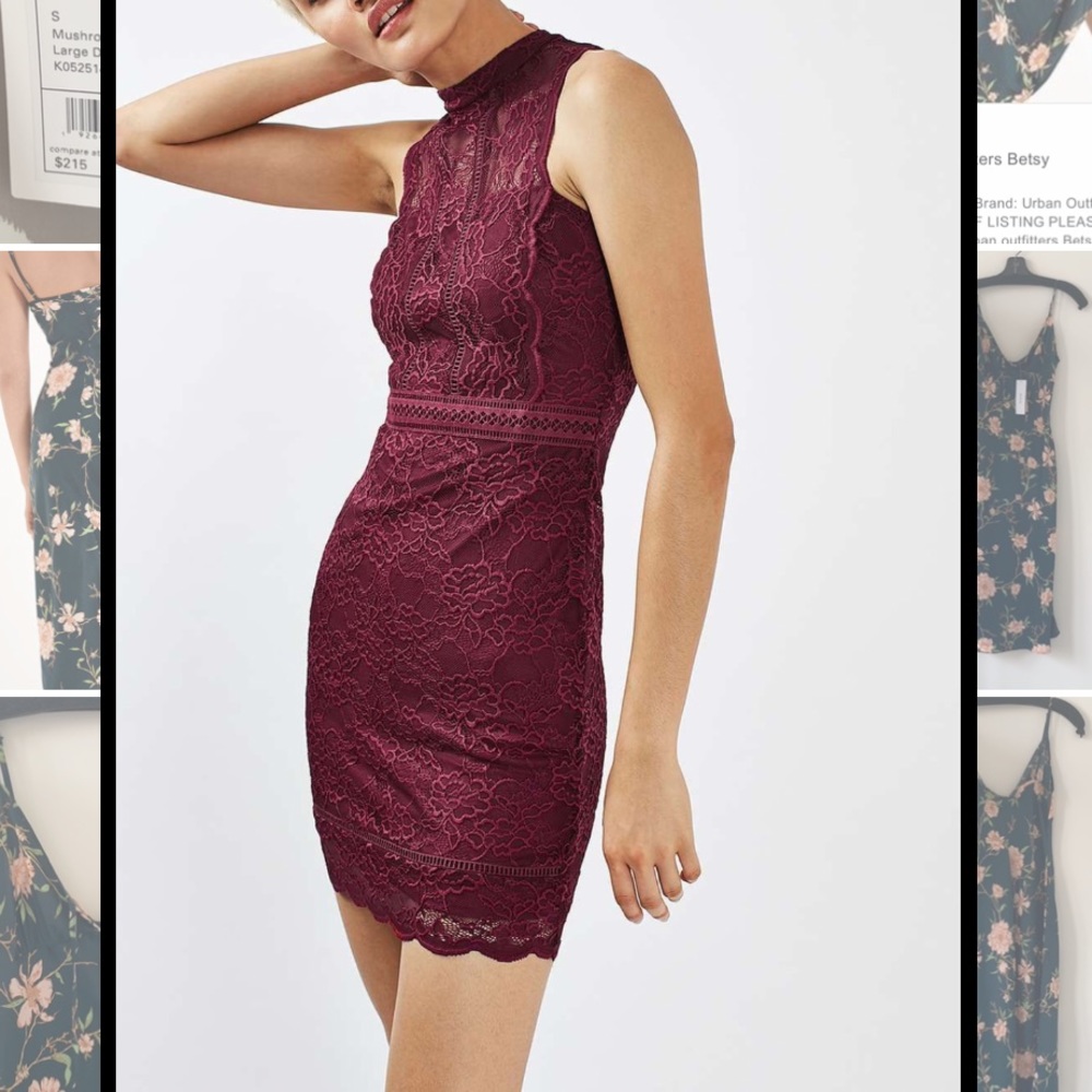 Top shop burgundy lace dress - us 8